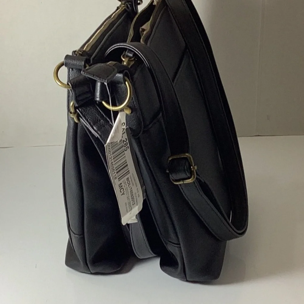 Style & Co Hudsonn North South Crossbody Bag Women's Black Top Zip Closure